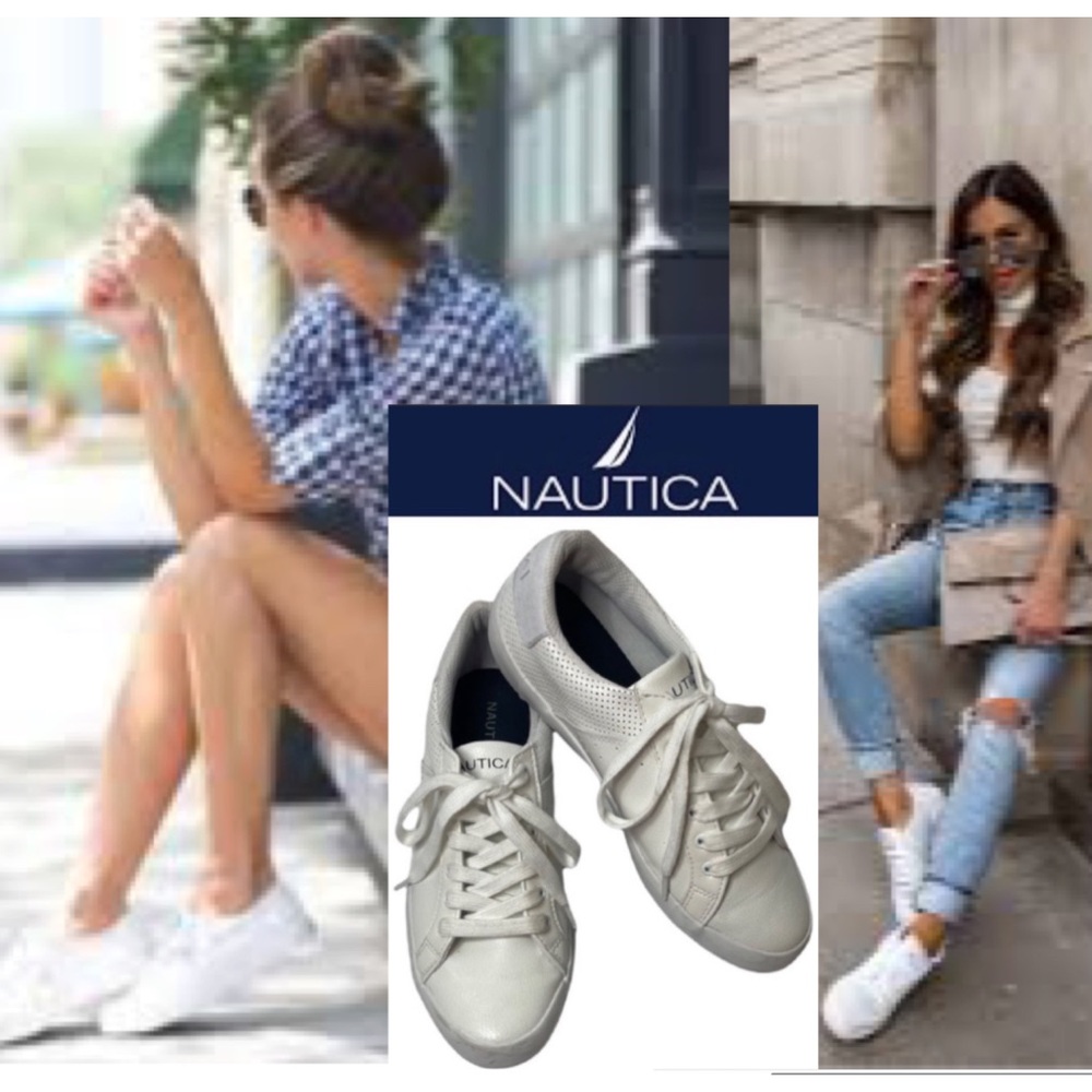 Nautica White Sneakers Lace Up Comfort Athletic Shoe Size 9 Esmae Style #JW2013